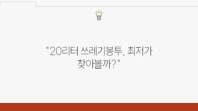 쓰레기봉투 20리터 가격 - 규격별 크기 비교, 구매 방법, 지역별 차이