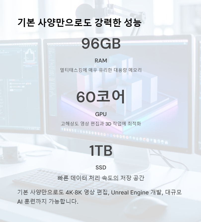 RAM, GPU, SSD 기본 구성
