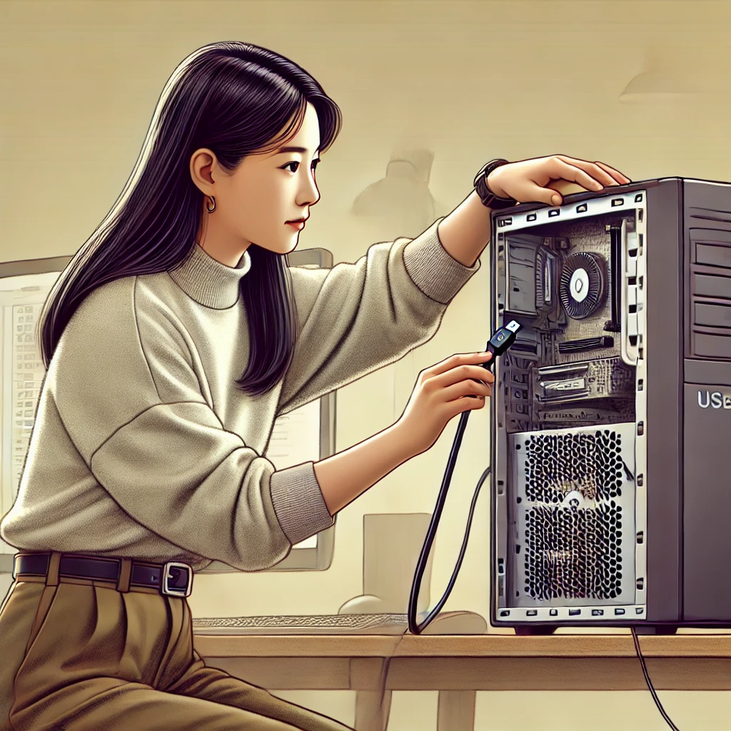 본체 후면 USB 2.0 포트에 연결