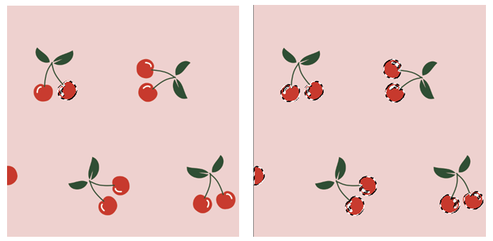 Contiguous 체크(왼쪽) / Contiguous 해제(오른쪽)