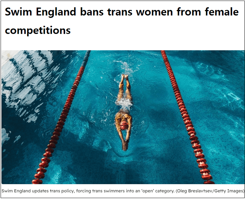 영국수영협회&#44; 트랜스젠더 여성 대회 참가 불허...별도 대회 권장 VIDEO: Swim England bans trans women from female competitions