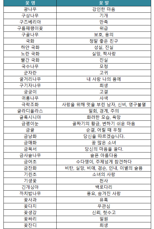 꽃말 모음 꽃말 모음