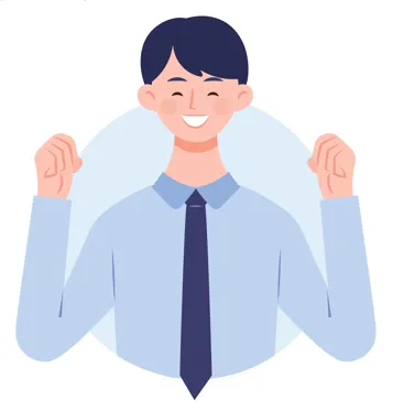 손을 불끈 쥐며, 화이팅을 외치는 청년