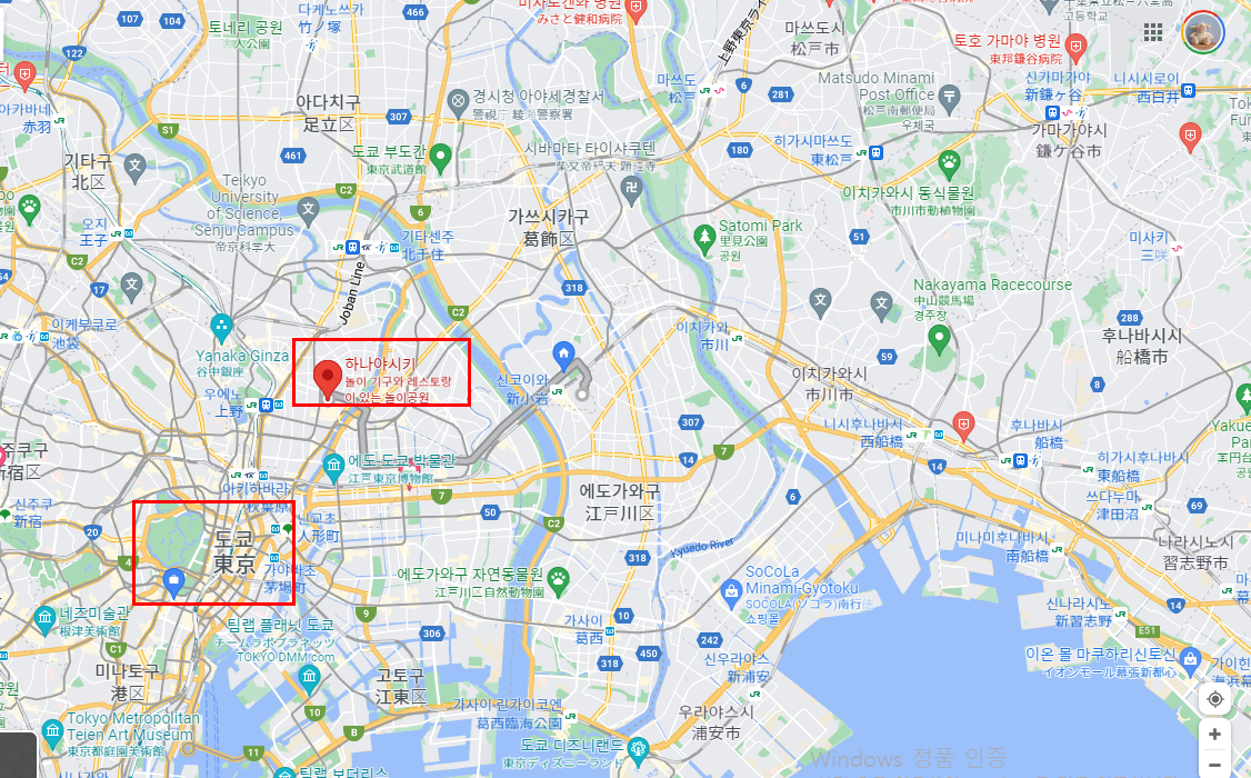 도쿄 하나야시키 놀이공원 구글맵