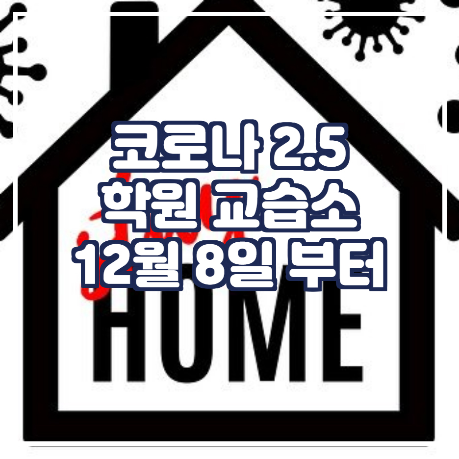  코로나 2.5단계 학원 교습소 등 집합금지 시작일 12월 8일