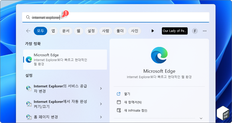 Windows 11에서 Internet Explorer 검색