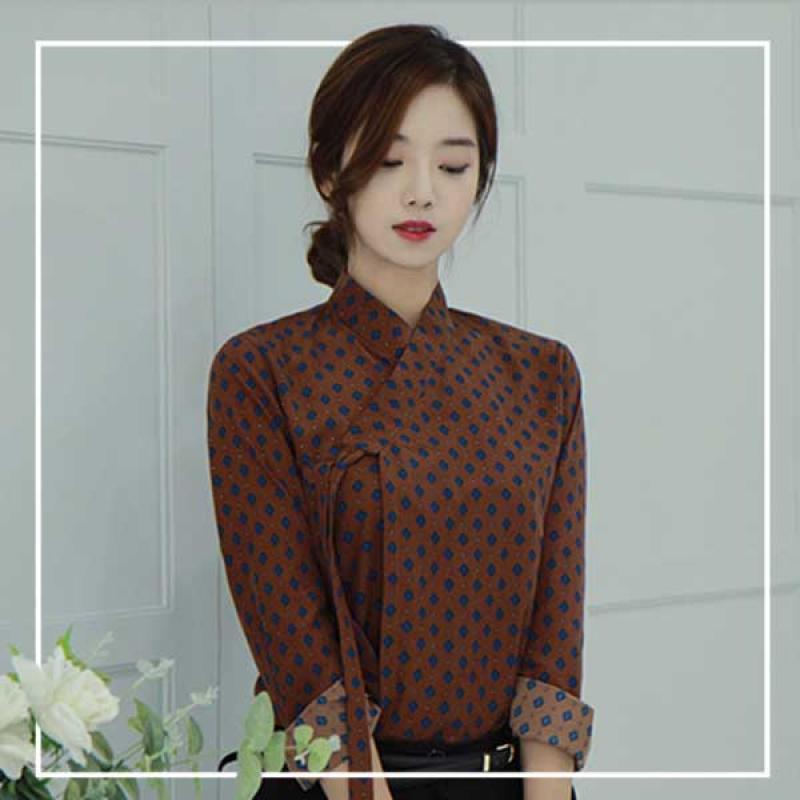 다이아 폴리 긴팔 저고리 블라우스 생활한복