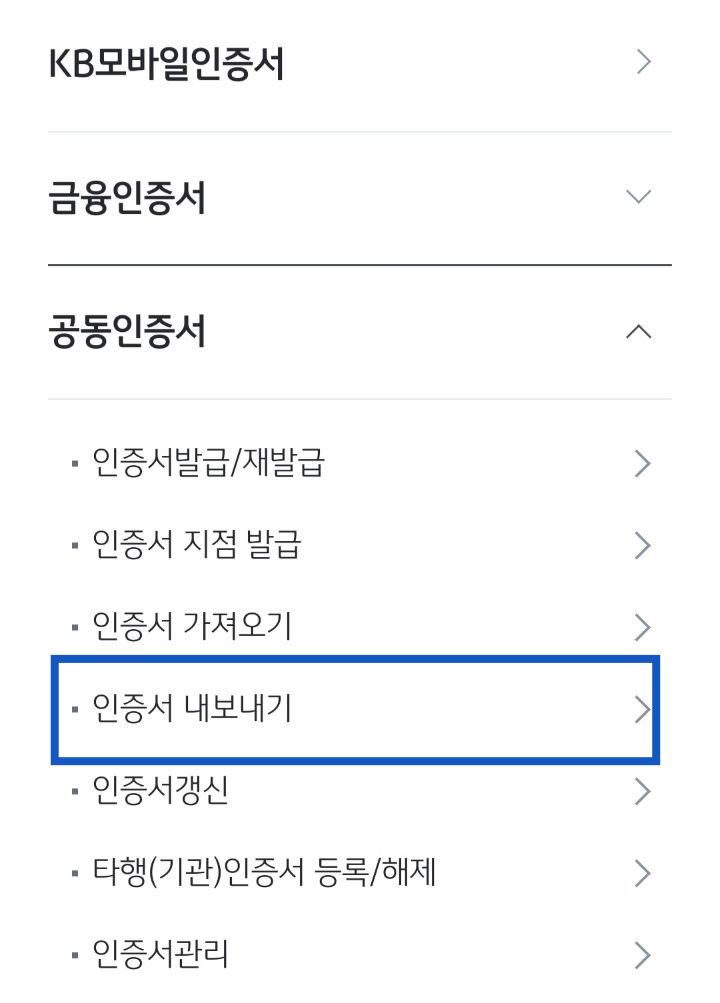 국민은행공인인증서이동