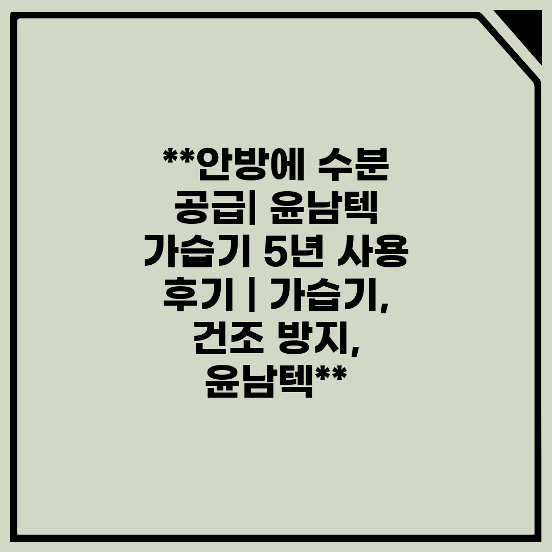 안방에 수분 공급 윤남텍 가습기 5년 사용 후기  가습