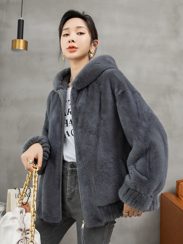 코펜하겐 휘메일 풀스킨 밍크코트 여성 아우터 겨울 후드 모피 코트