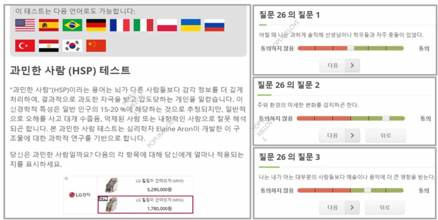 HSP 테스트 예시 문항