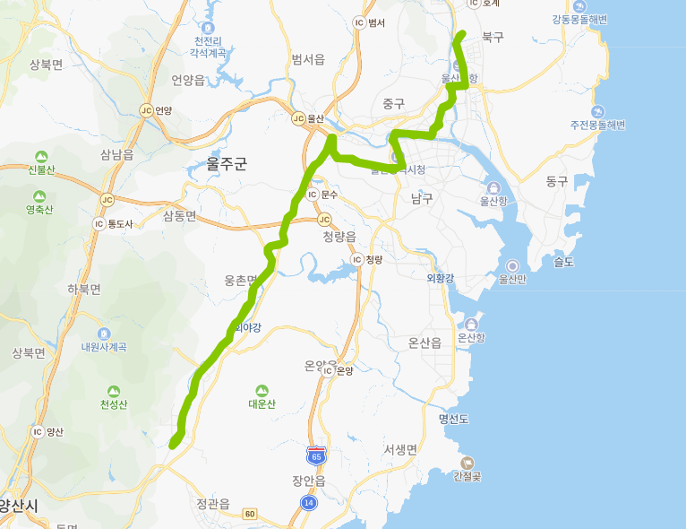  [울산] 714번버스 노선, 시간표 :  울산공항, 시청, 웅상중앙병원, 덕계상설시장