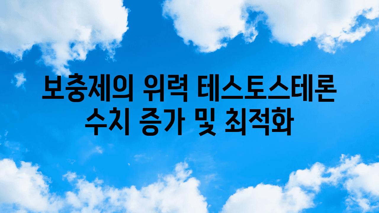 보충제의 위력 테스토스테론 수치 증가 및 최적화