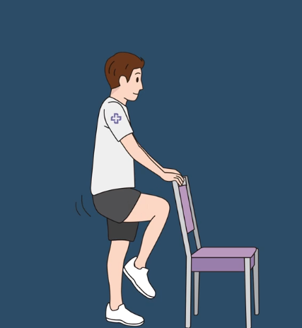 오른쪽 무릎을 든다