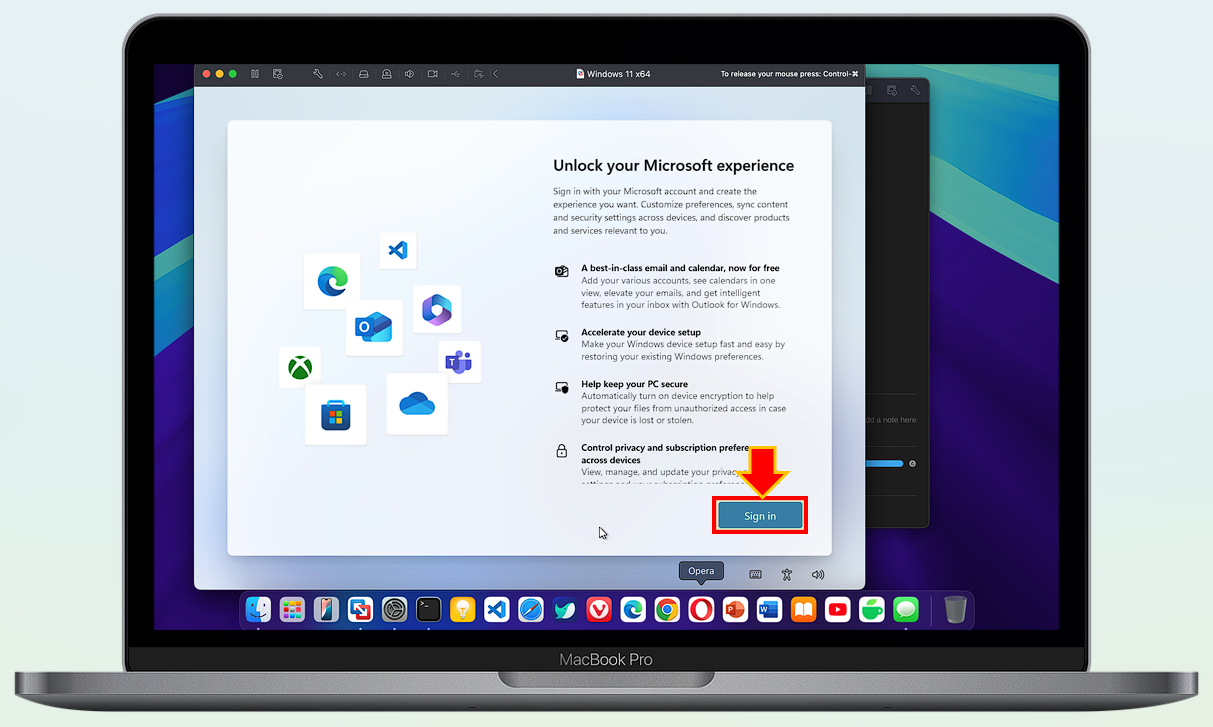 "Sign in" 버튼을 선택하세요.