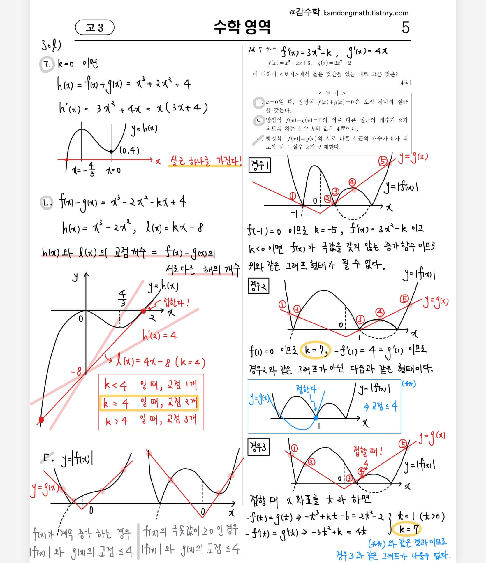 2022-3월-고3-수학-14번-손글씨풀이