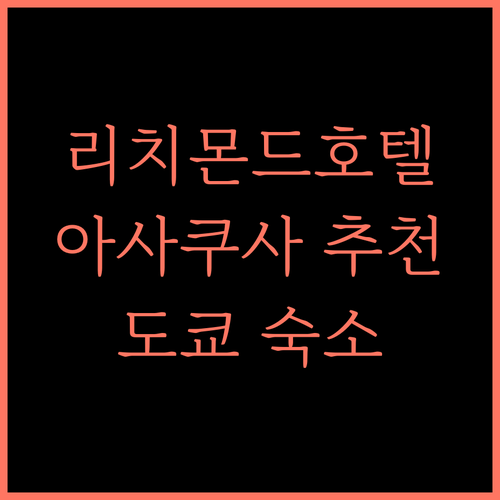 리치몬드 호텔 아사쿠사 추천 후기 도