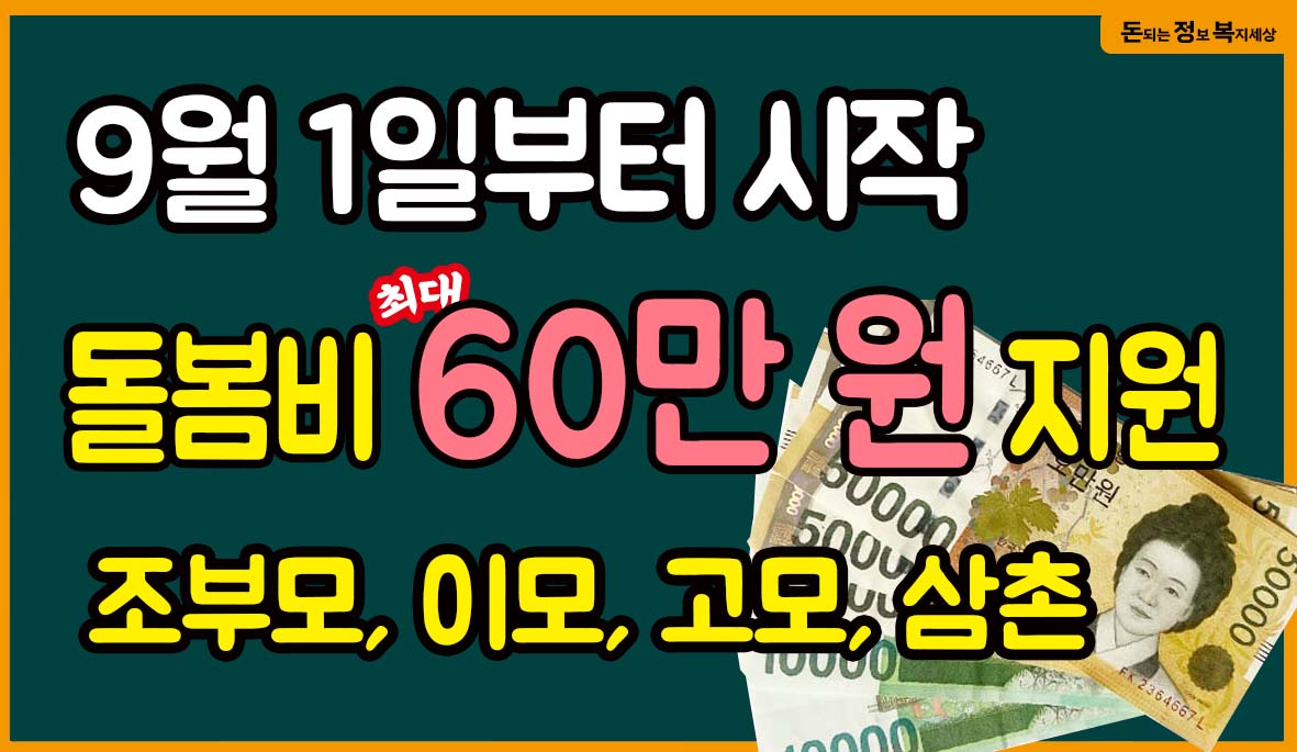  손주, 조카 돌봄수당 최대 60만 원 받으세요.