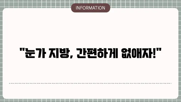 눈 밑 지방 제거 수술 비용