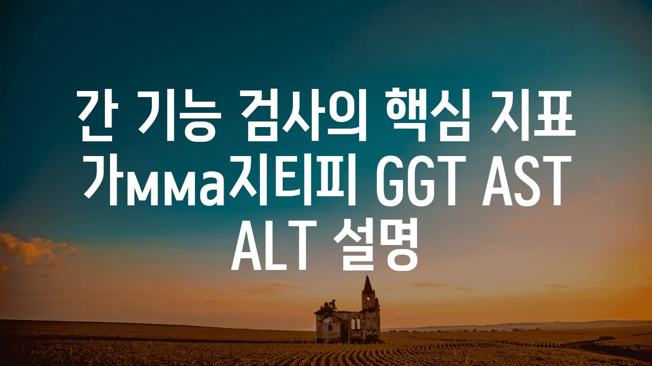 간 기능 검사의 핵심 지표 가мма지티피 GGT AST ALT 설명