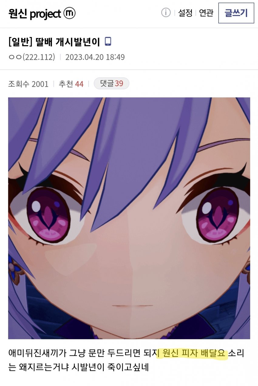  원신 피자 알볼로 콜라보 참사