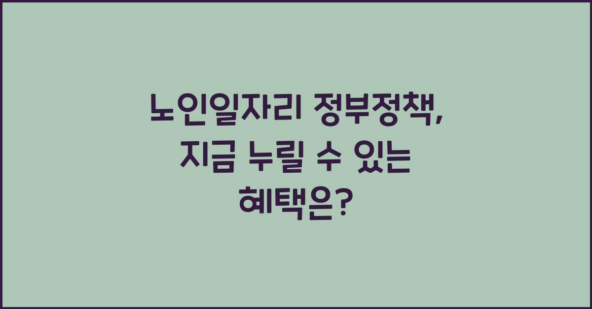 노인일자리 정부정책