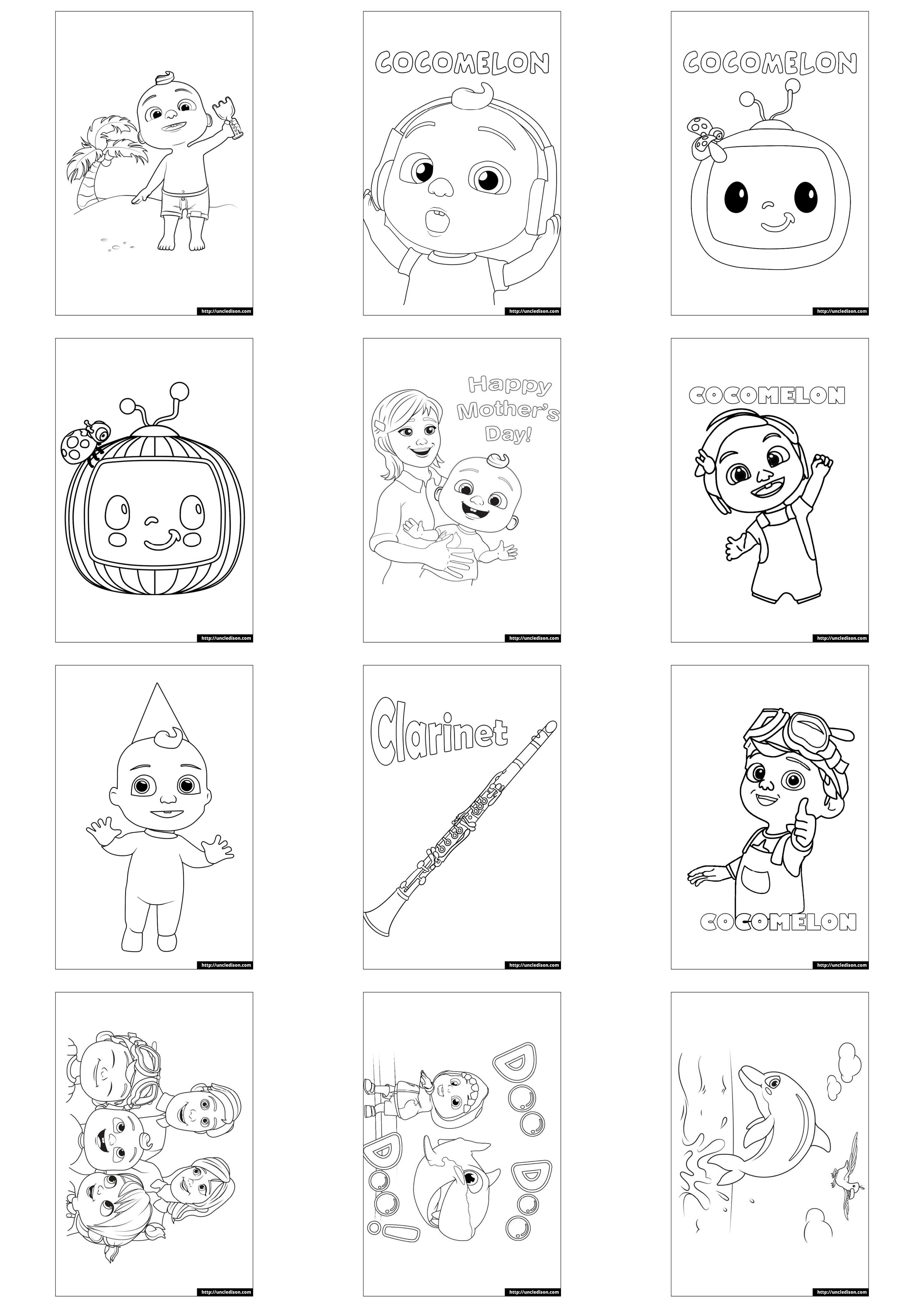 코코멜론 색칠공부 무료도안 cocomelon coloring page