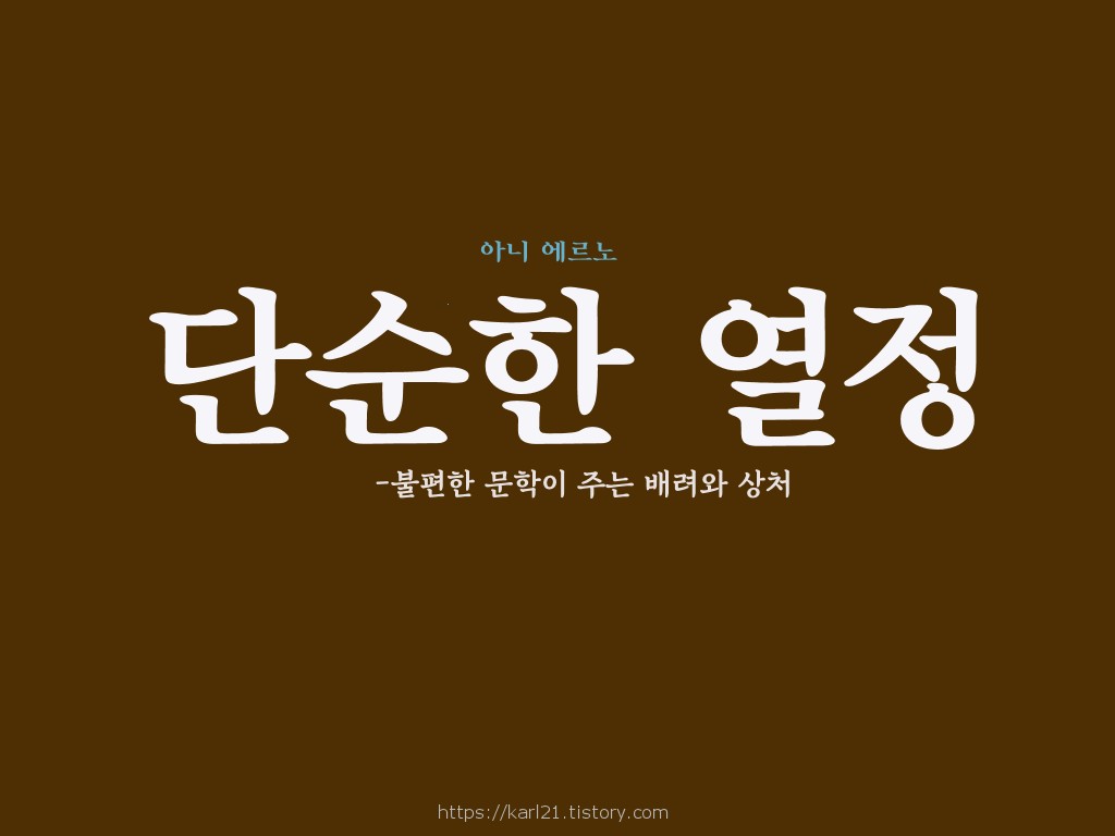  아니 에르노 단순한 열정 후기 감상/문학이 주는 위로와 상처