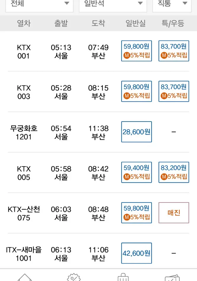 KTX 자유석