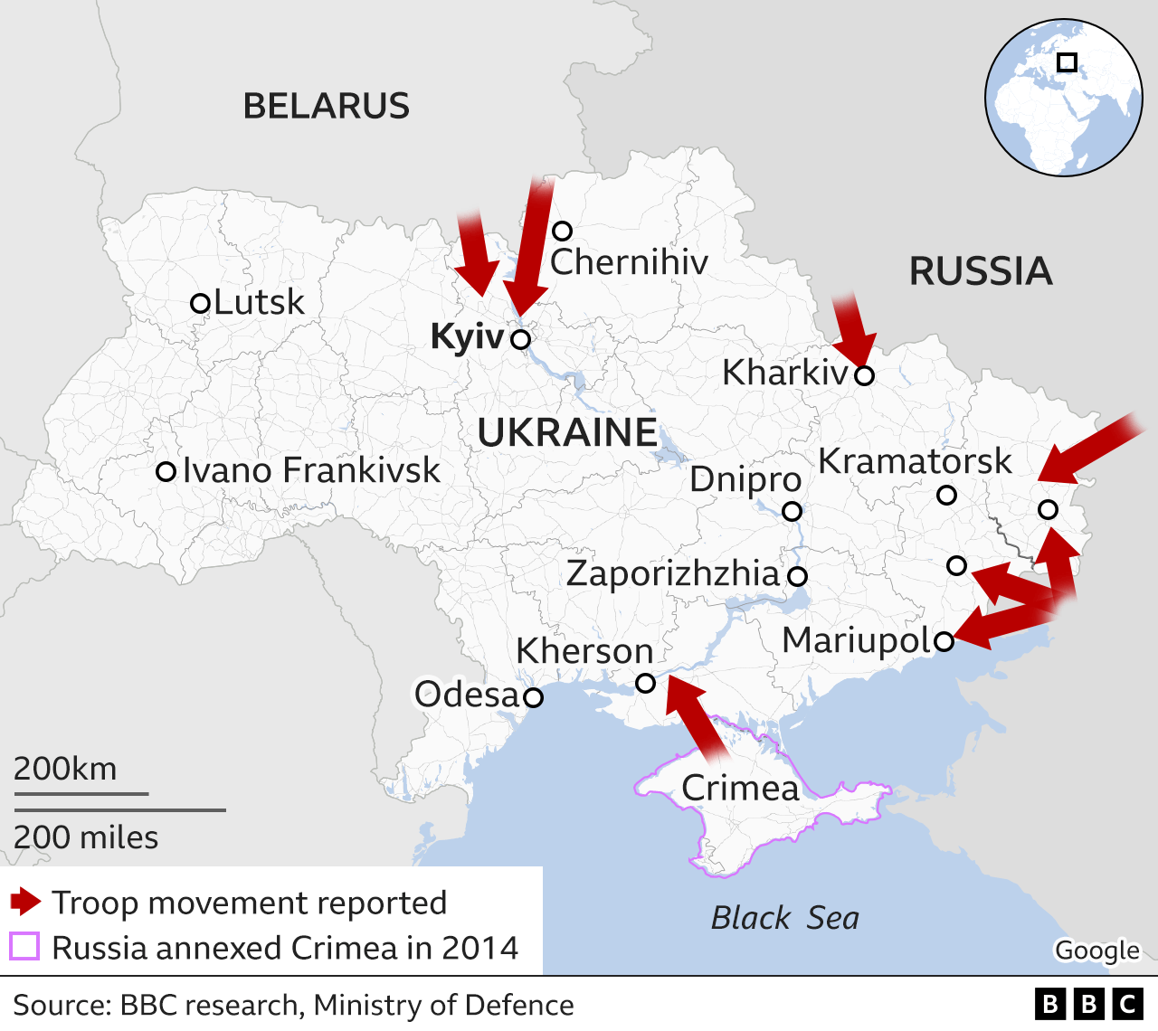 russia ukraine map