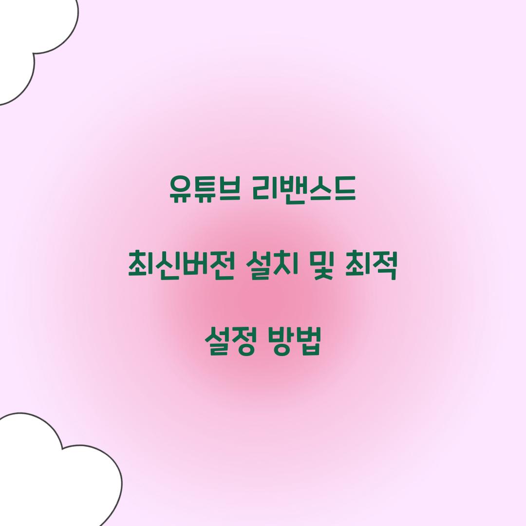 유튜브 리밴스드 최신버전 설치