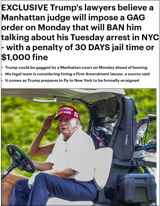  미국에 거세게 부는 대선 홍보 역풍...개그하는 미 정치검사와 판사 Trump's lawyers believe a Manhattan judge will impose a GAG order on Monday