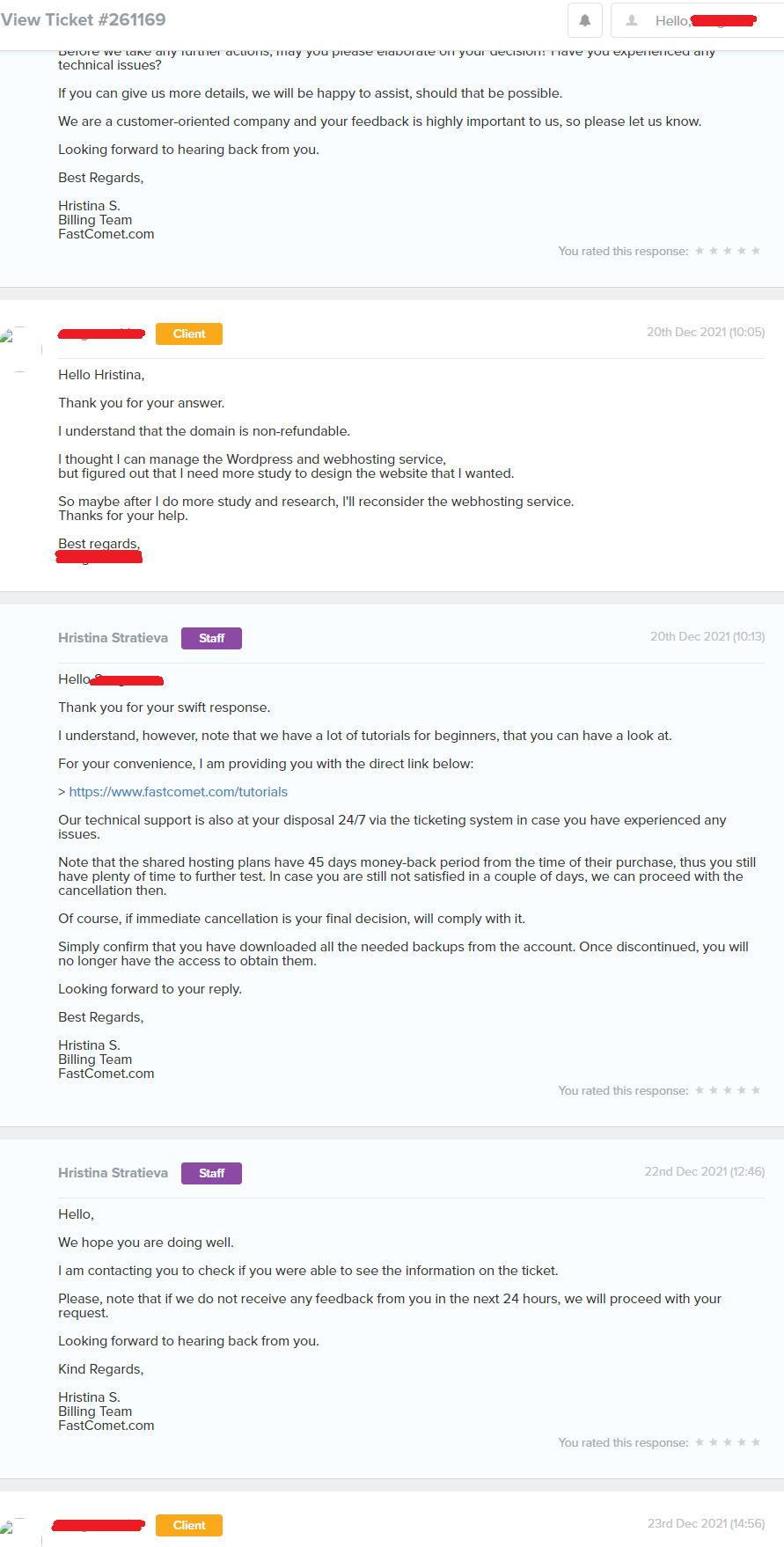FastComet: 패스트코멧 웹호스팅 서비스 환불 신청하기 FastComet: 패스트코멧 웹호스팅 서비스 환불 신청하기