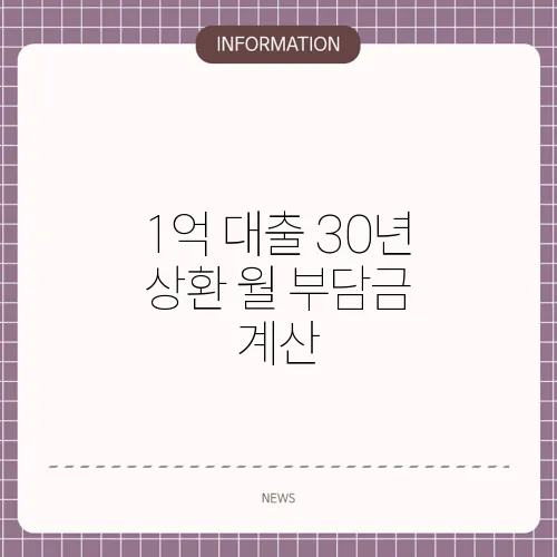 1억 대출 30년 상환 월 부담금 계산