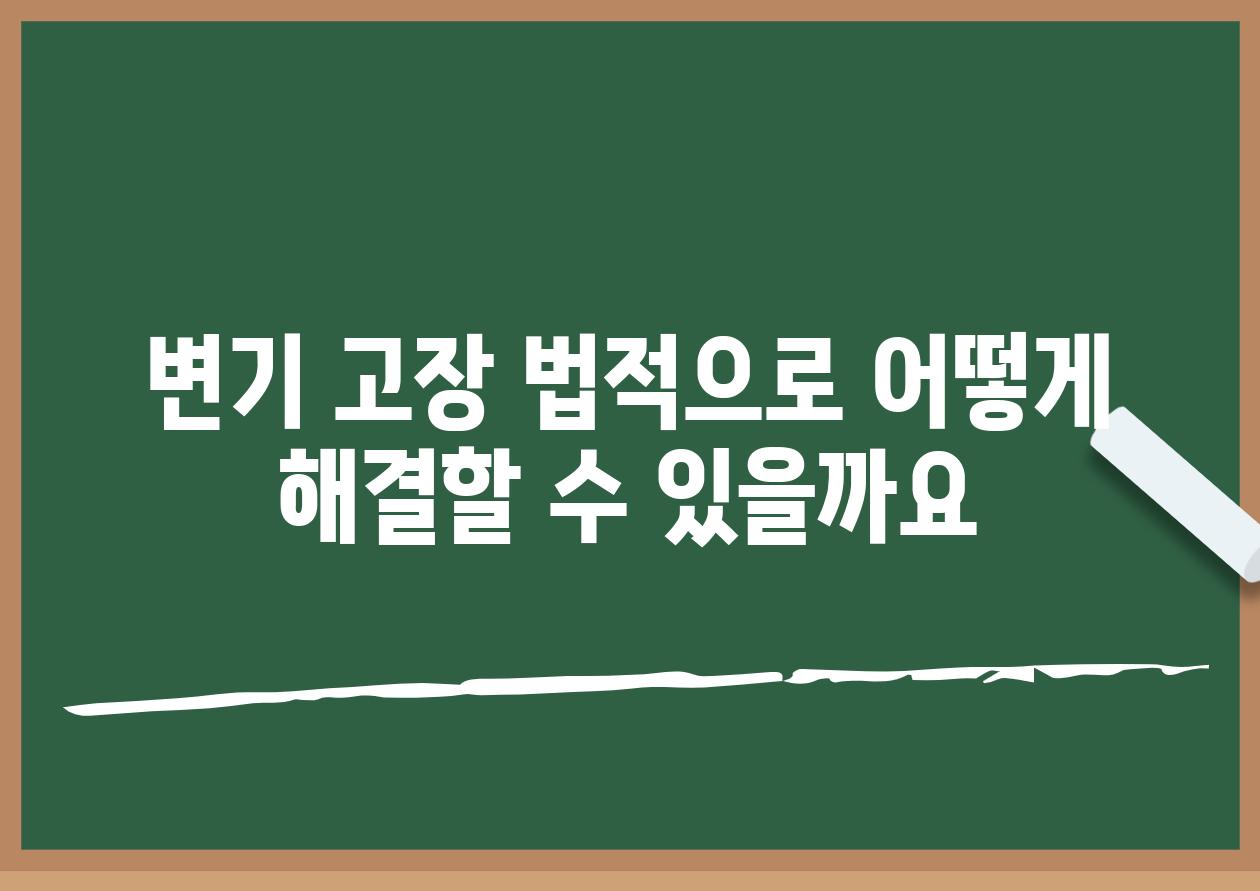 변기 고장 법적으로 어떻게 해결할 수 있을까요