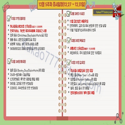  12월 5주 증시일정(증시 폐장일 등)