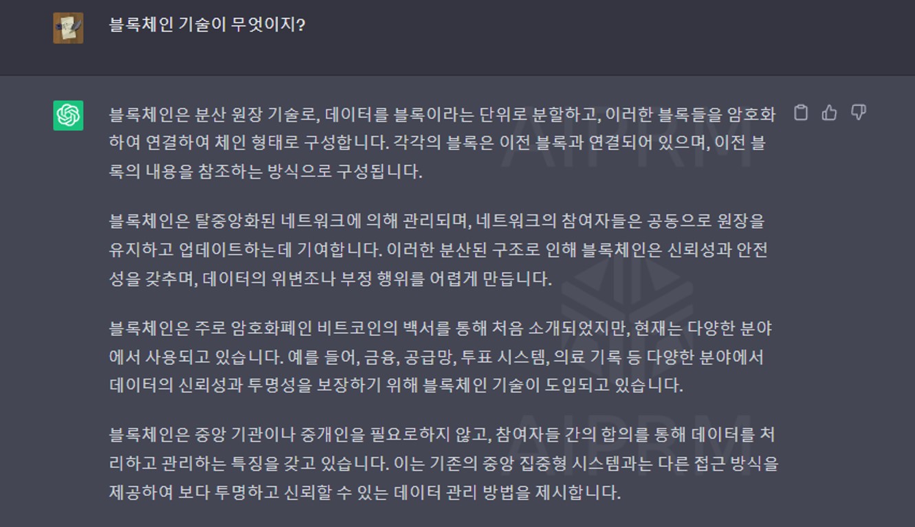 챗 gpt 프로프트의 형식 예시