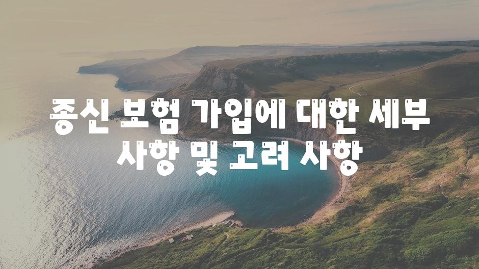 종신 보험 가입에 대한 세부 사항 및 고려 사항