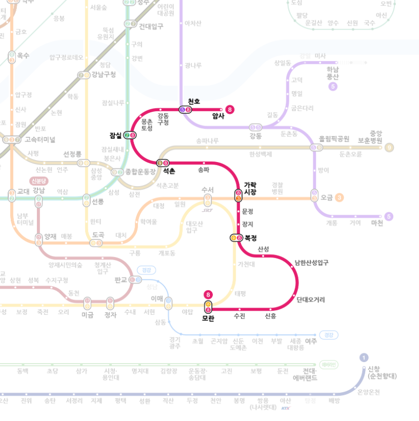 서울 지하철 8호선 노선도