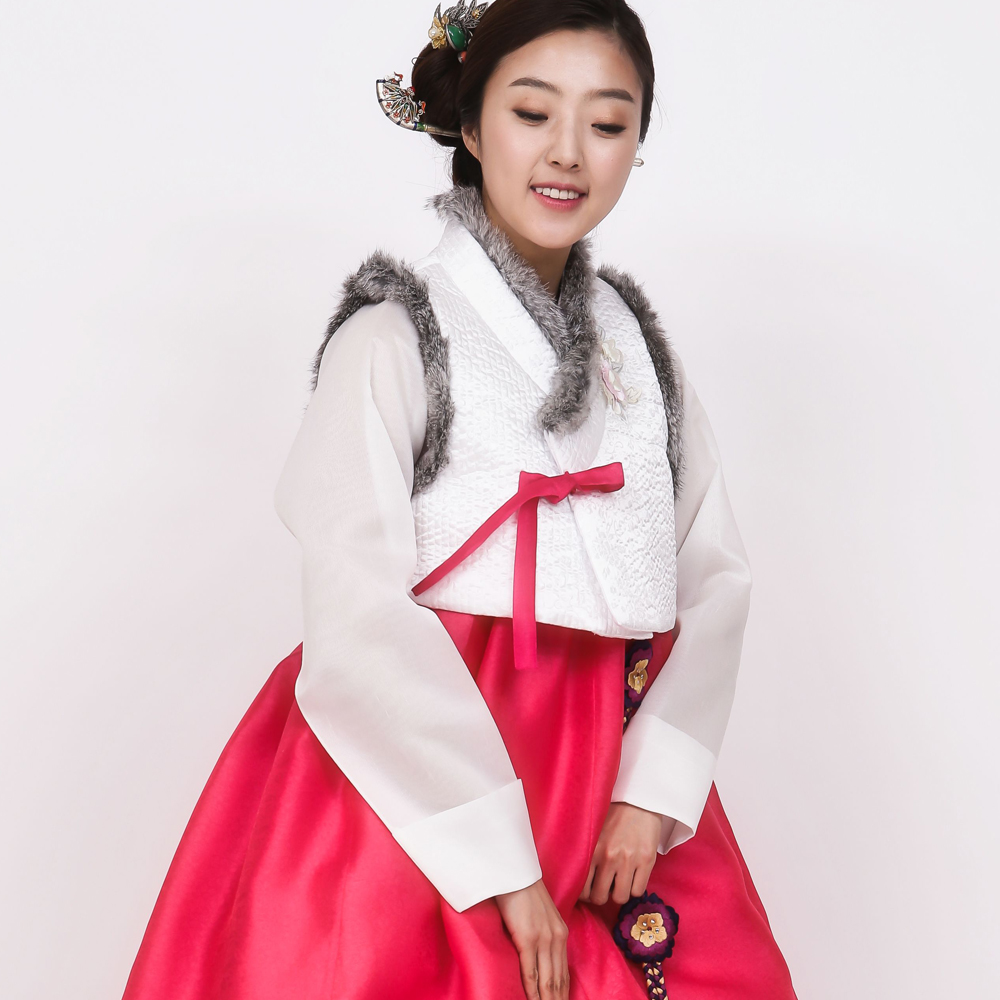 겨울한복조끼 털배자 누빔 회색털