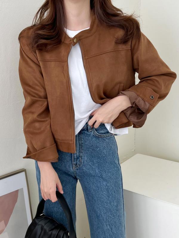케니언 노카라 루즈핏 세무 스웨이드 자켓