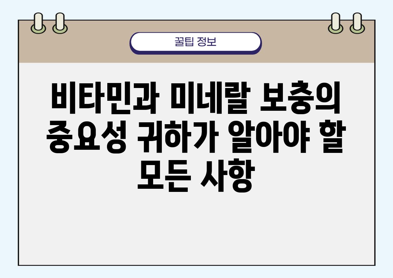 비타민과 미네랄 보충의 중요성 귀하가 알아야 할 모든 사항