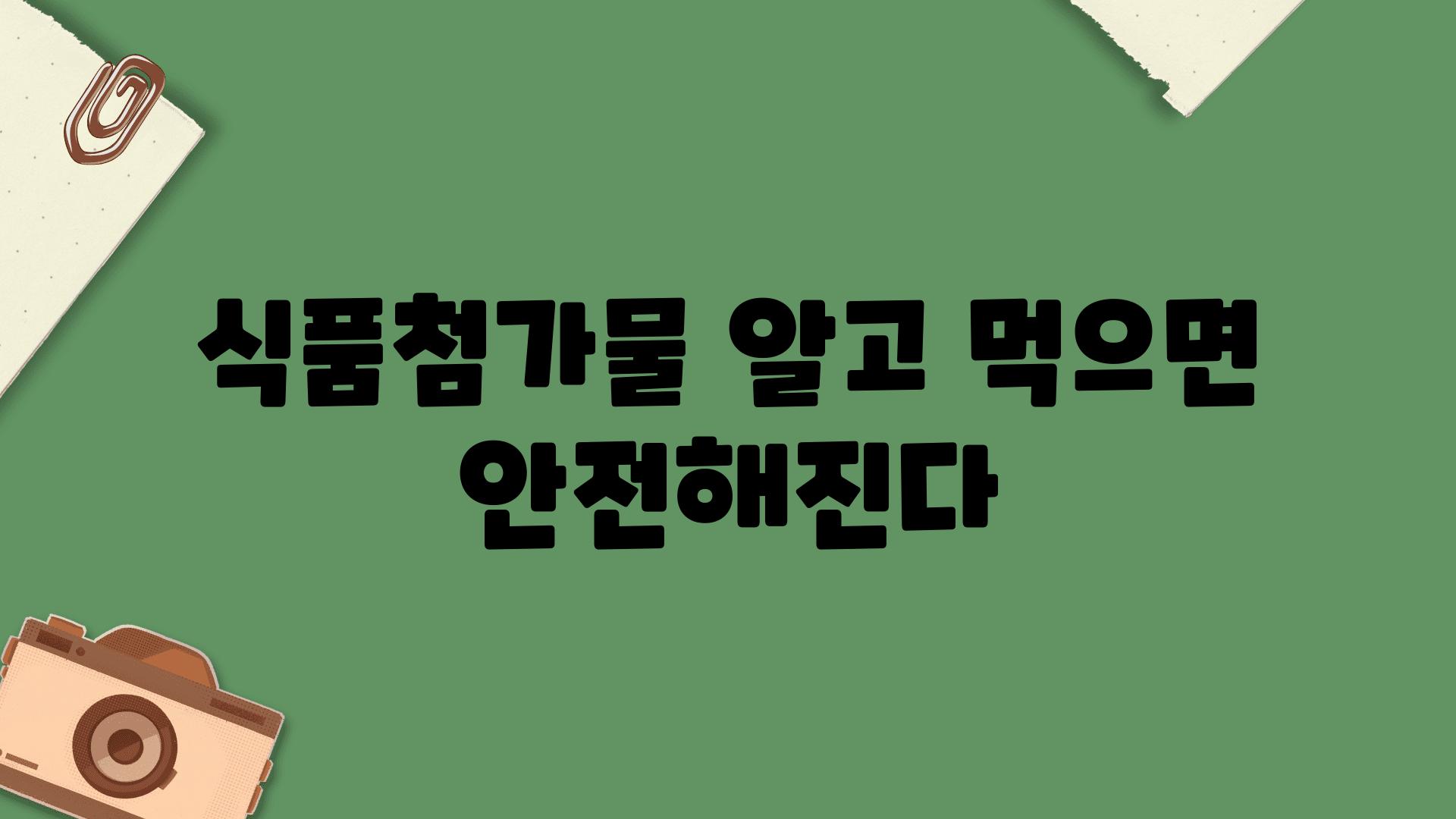 식품첨가물 알고 먹으면 안전해진다