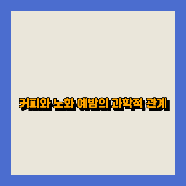 커피와 노화 예방의 과학적 관계
