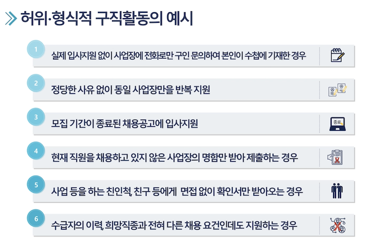 허위 형식적 구직활동