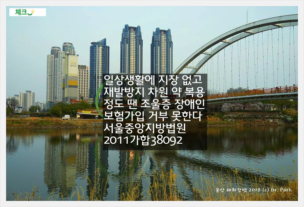 일상생활에 지장 없고 재발방지 차원 약 복용 정도 땐 조울증 장애인 보험가입 거부 못한다