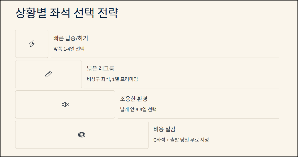 좌석선택 꿀팁 모음