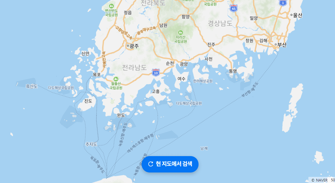 제주도가는 뱃길 지도