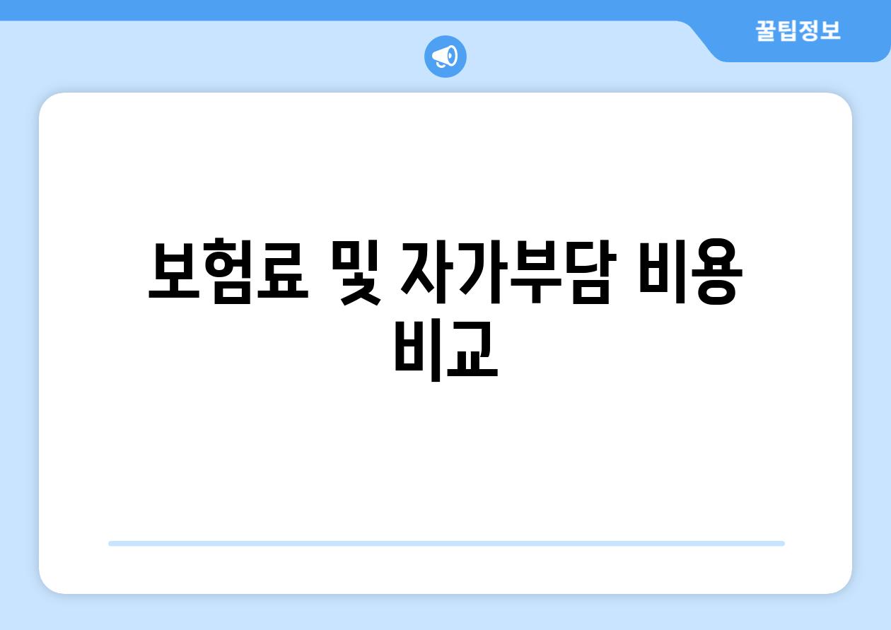 보험료 및 자가부담 비용 비교