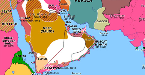 1916년 아라비아 반도 지도